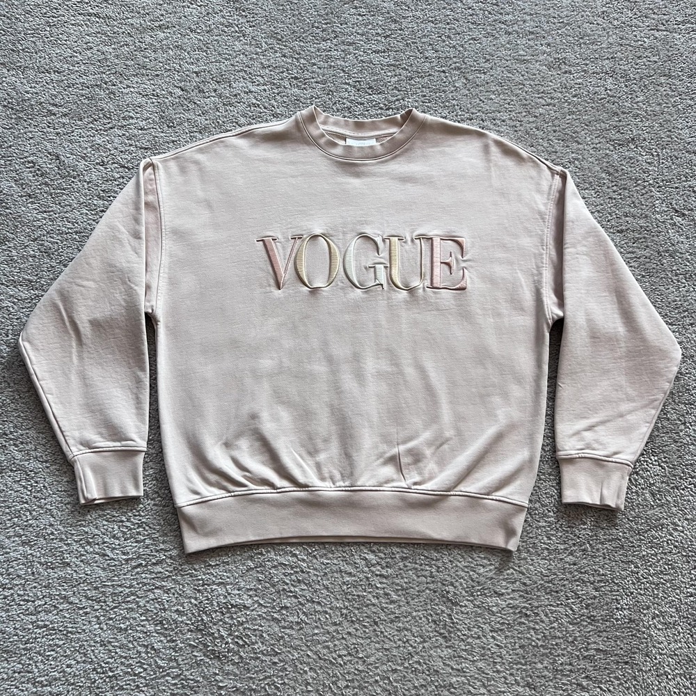 Vogue Collection Logo Sweatshirt Womens XL Pink Cotton Crewneck Pullover